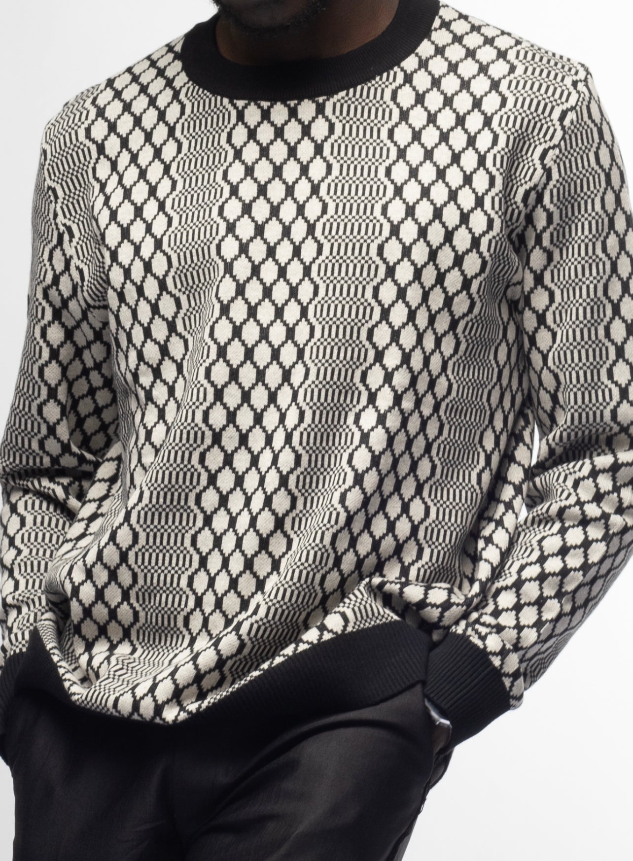 Knitwear: Black & White Kente