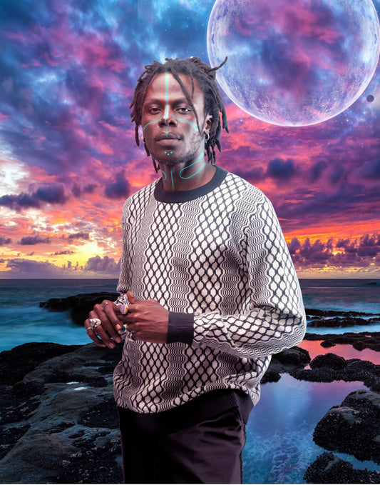 Knitwear: Black & White Kente