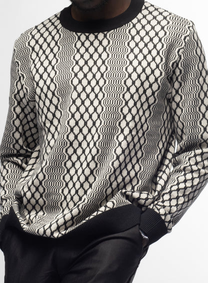 Knitwear: Black & White Kente